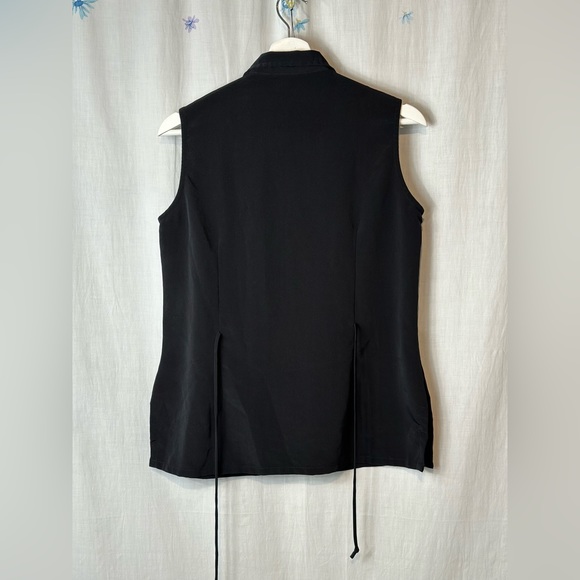 Kathy Lee Collection - Womens Sleeveless Button-Down TOP Sz S Tunic TIES - BLACK - Picture 8 of 11